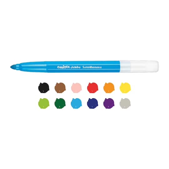CARIOCA® 6mm Jumbo Maxi Tip Washable Felt Tip Pens, 12ct.